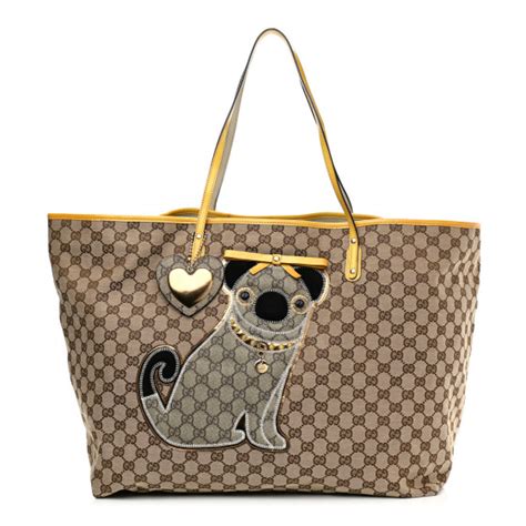 gucci pug purse|GUCCI GG Supreme Monogram Oliver Pug Dog Tote Bag Yellow .